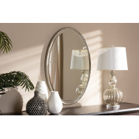 Baxton Studio RXW-6156 Graca Modern and Contemporary Antique Silver Finished Oval Accent Wall Mirror